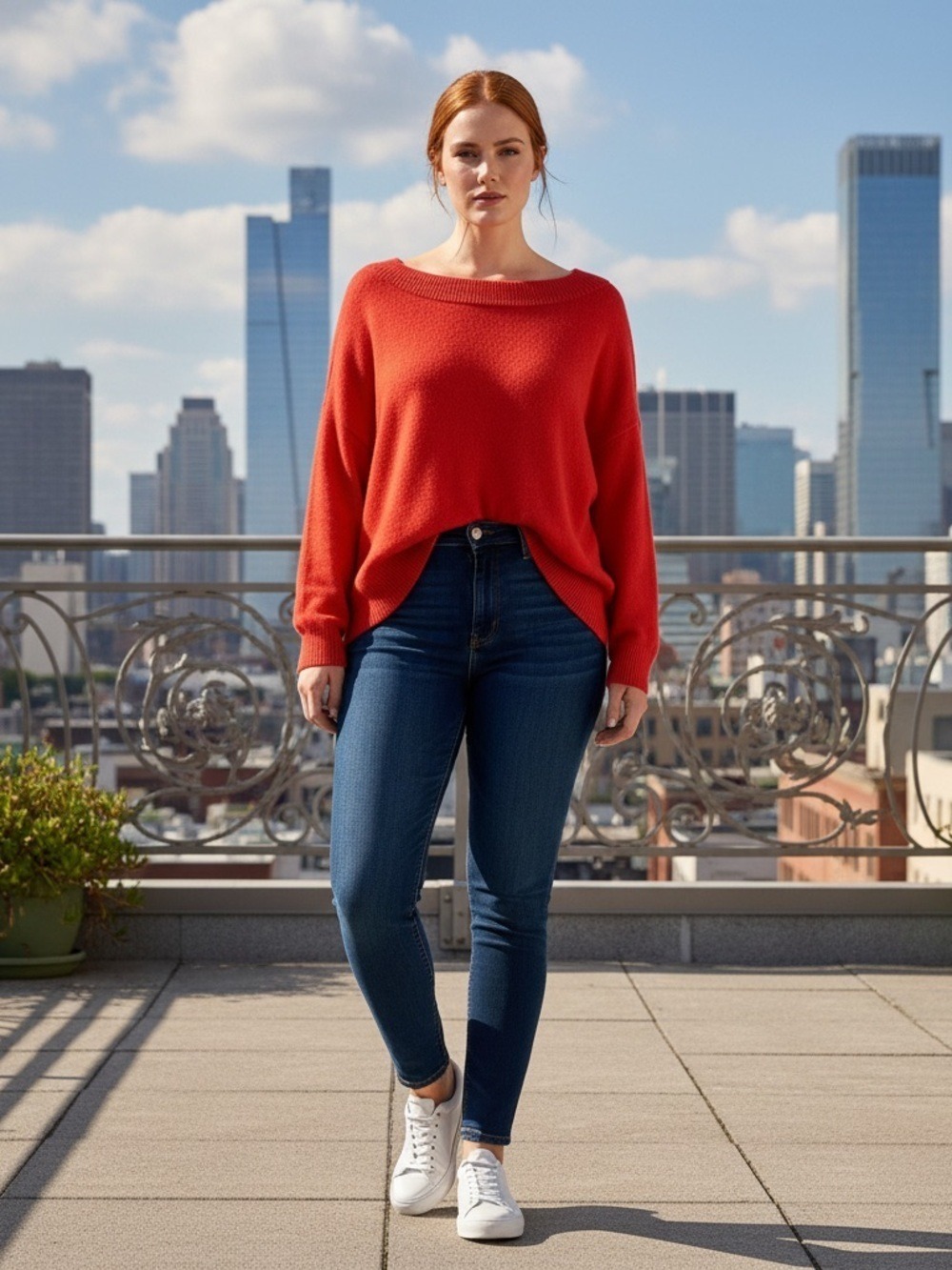 Penningtons Vibrant Red Crew Neck Sweater size 1X